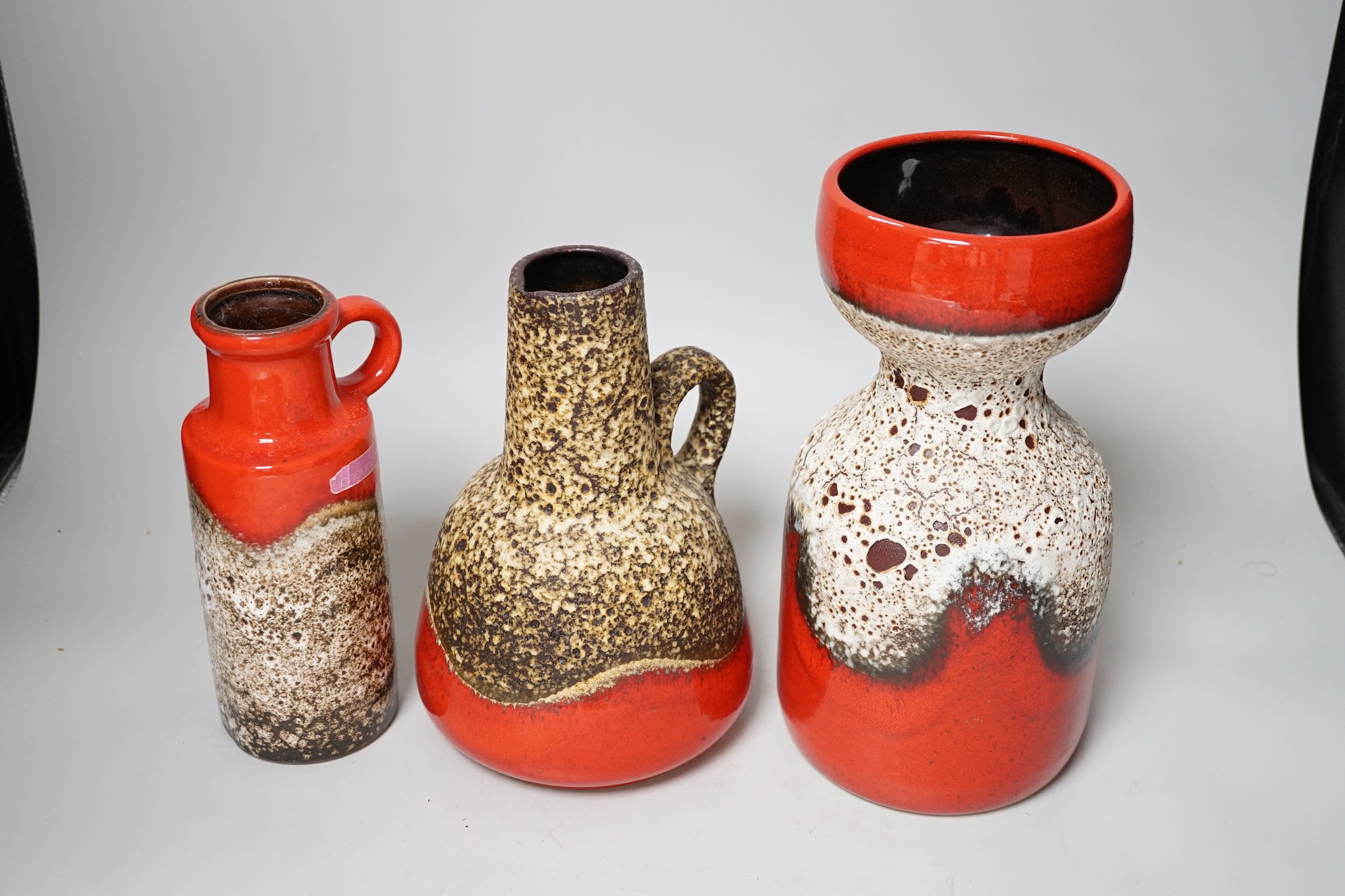 Three West German pottery vases, Dümler & Breiden, Scheurich, tallest 27cms high